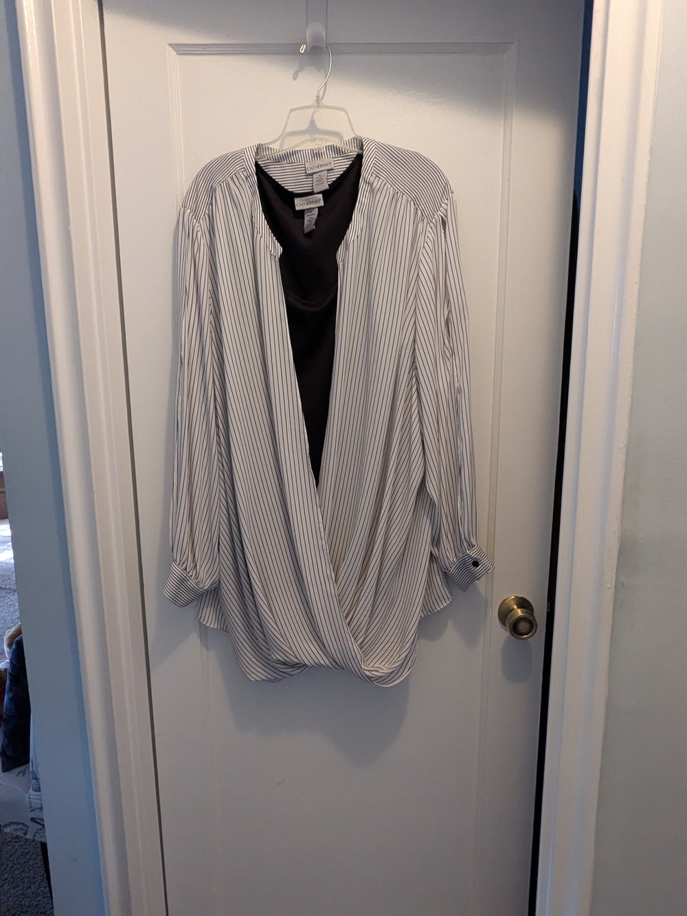 Women's B & W Blouse With Black Shell